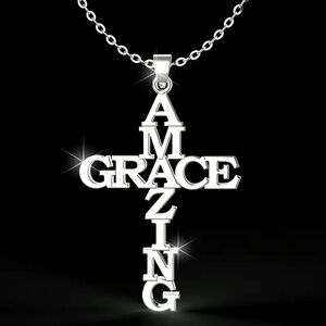 ✝️Amazing Grace Stainless Steel Cross Necklace!